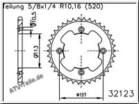 Kettenrad fr LTZ 400 ab K9, 09-12, LTR450, 450 LT-R Quadracer