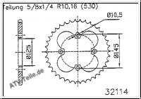 Kettenrad 42Z, mit 530er Teilung fr YFM700R